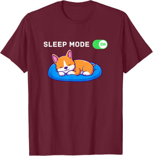 Sleep Mode On Funny Corgi Dog Kawaii Design T-Shirt - T-Shirt | Maroon