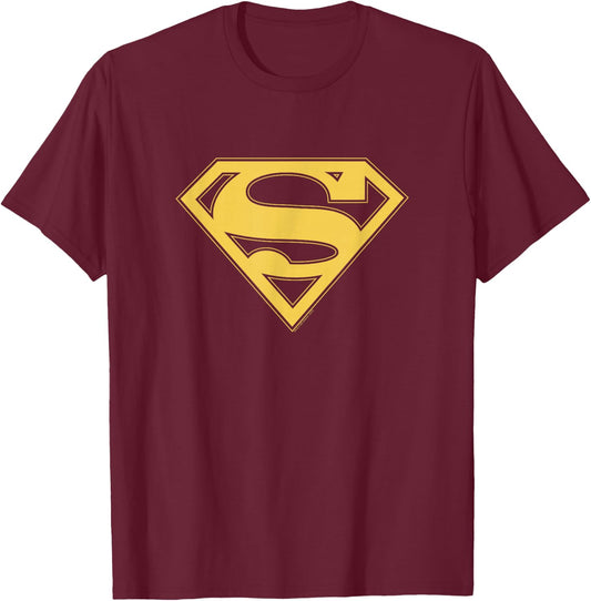 Superman Gold & Black Shield T-Shirt - T-Shirt | Maroon