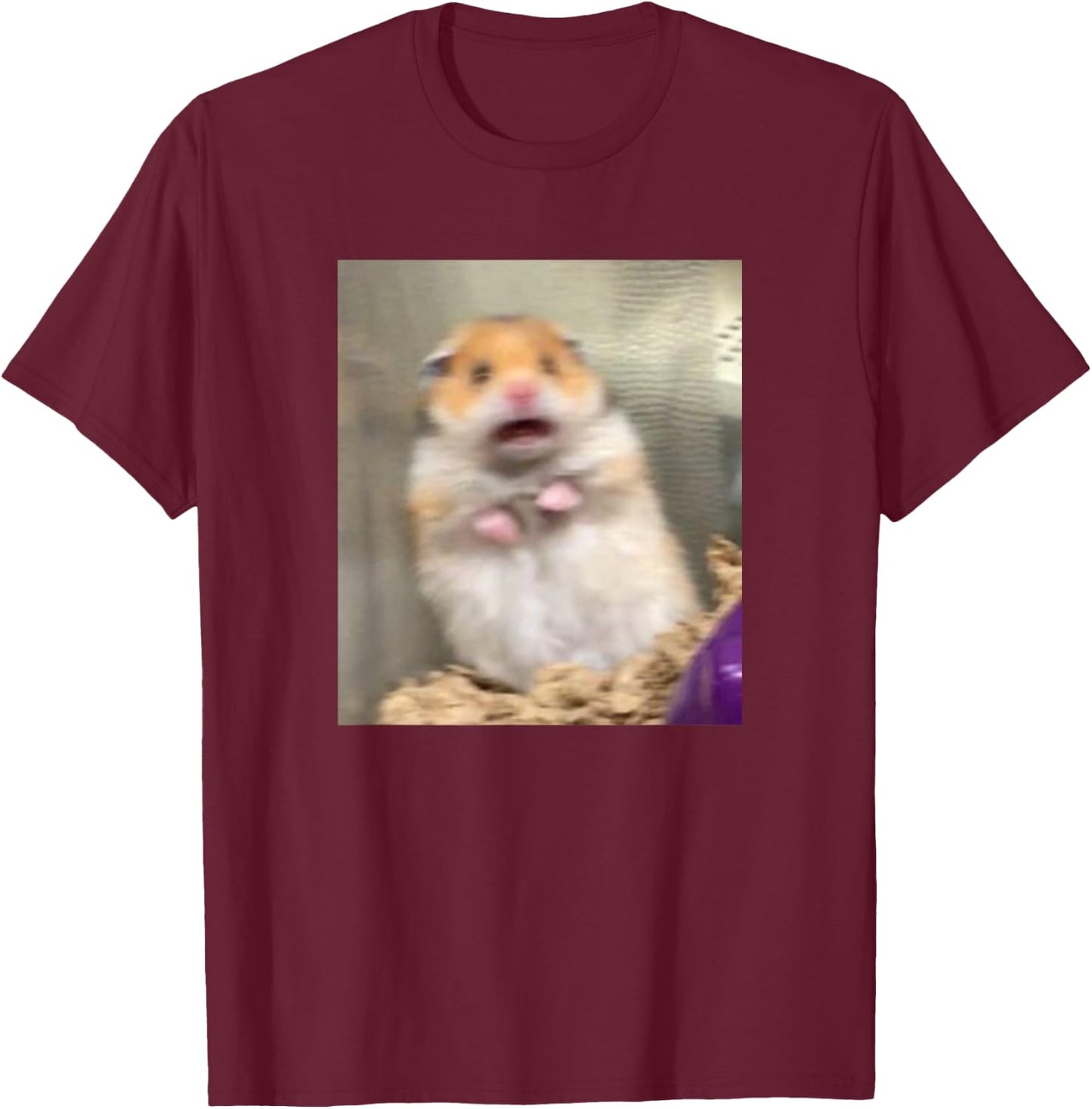 Scared Hamster Meme Funny Pet Owner Dank Trendy T-Shirt - T-Shirt | Maroon