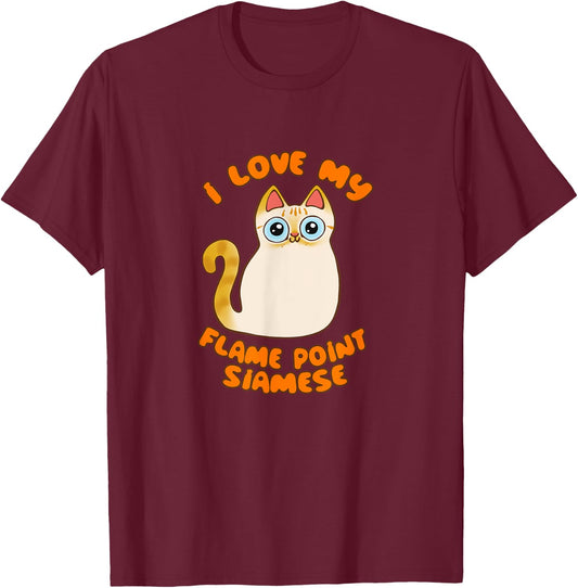 I Love My Flame Point Siamese Cat Cute Cartoon Kitty Kawaii Women Kids T-Shirt - T-Shirt | Maroon