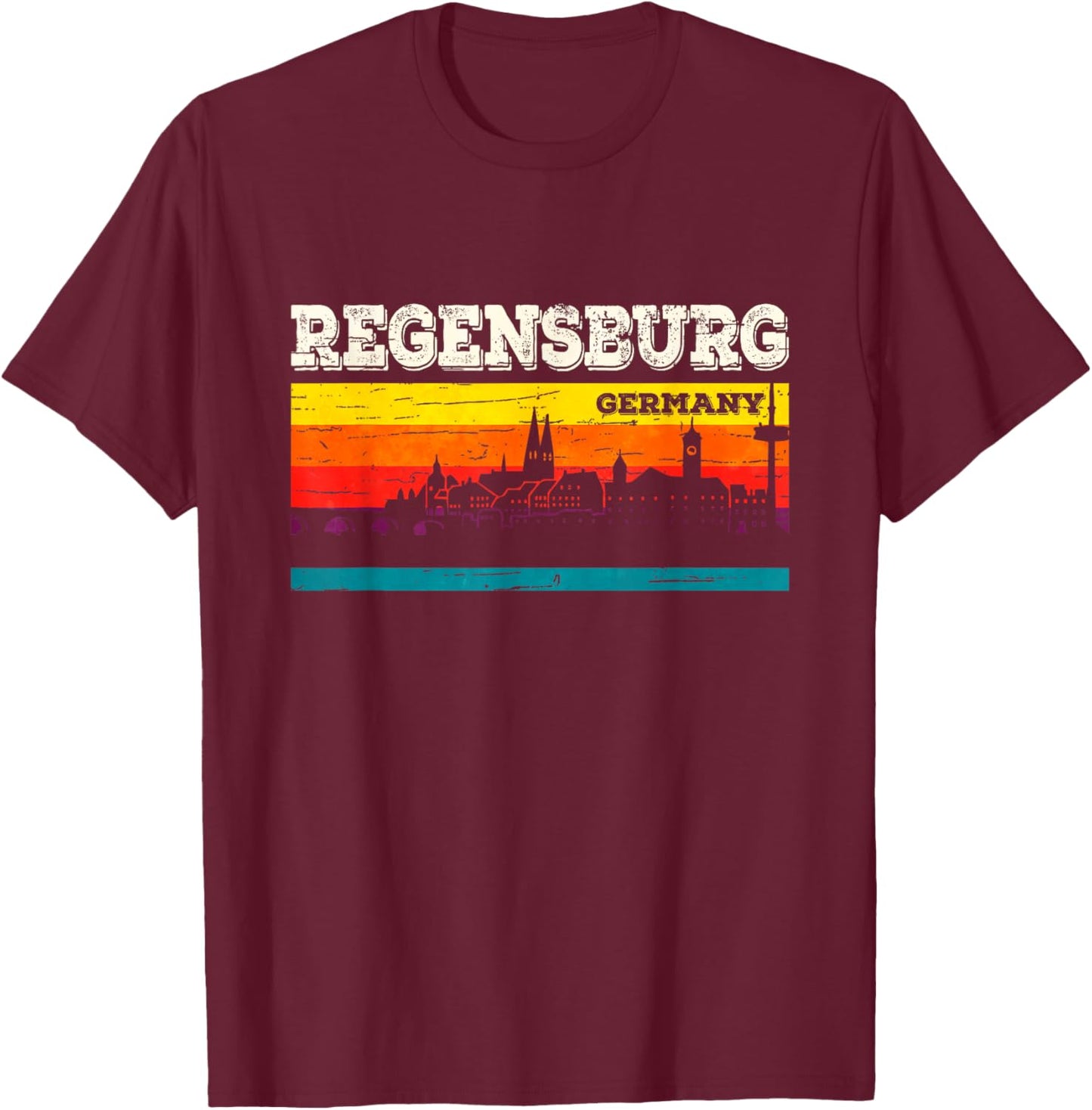 Regensburg Skyline Funny Regensburger Germany T-Shirt - T-Shirt | Maroon