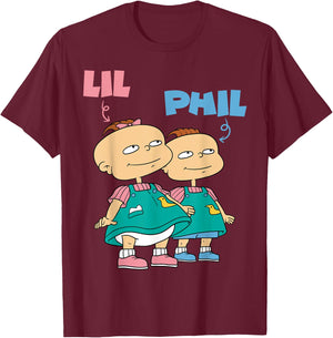 Mademark x Rugrats - Lil and Phil “The Deville’s” Twins Rugrats T-Shirt - T-Shirt | Maroon