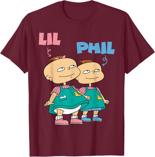 Mademark x Rugrats - Lil and Phil “The Deville’s” Twins Rugrats T-Shirt - T-Shirt | Maroon