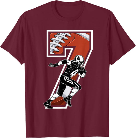 I'm 7 Years Old Football Player 7th Birthday Boys Kids T-Shirt - T-Shirt | Maroon