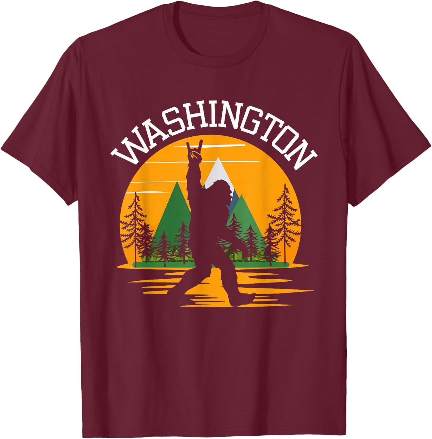 Washington US State Bigfoot Sasquatch T-Shirt - T-Shirt | Maroon