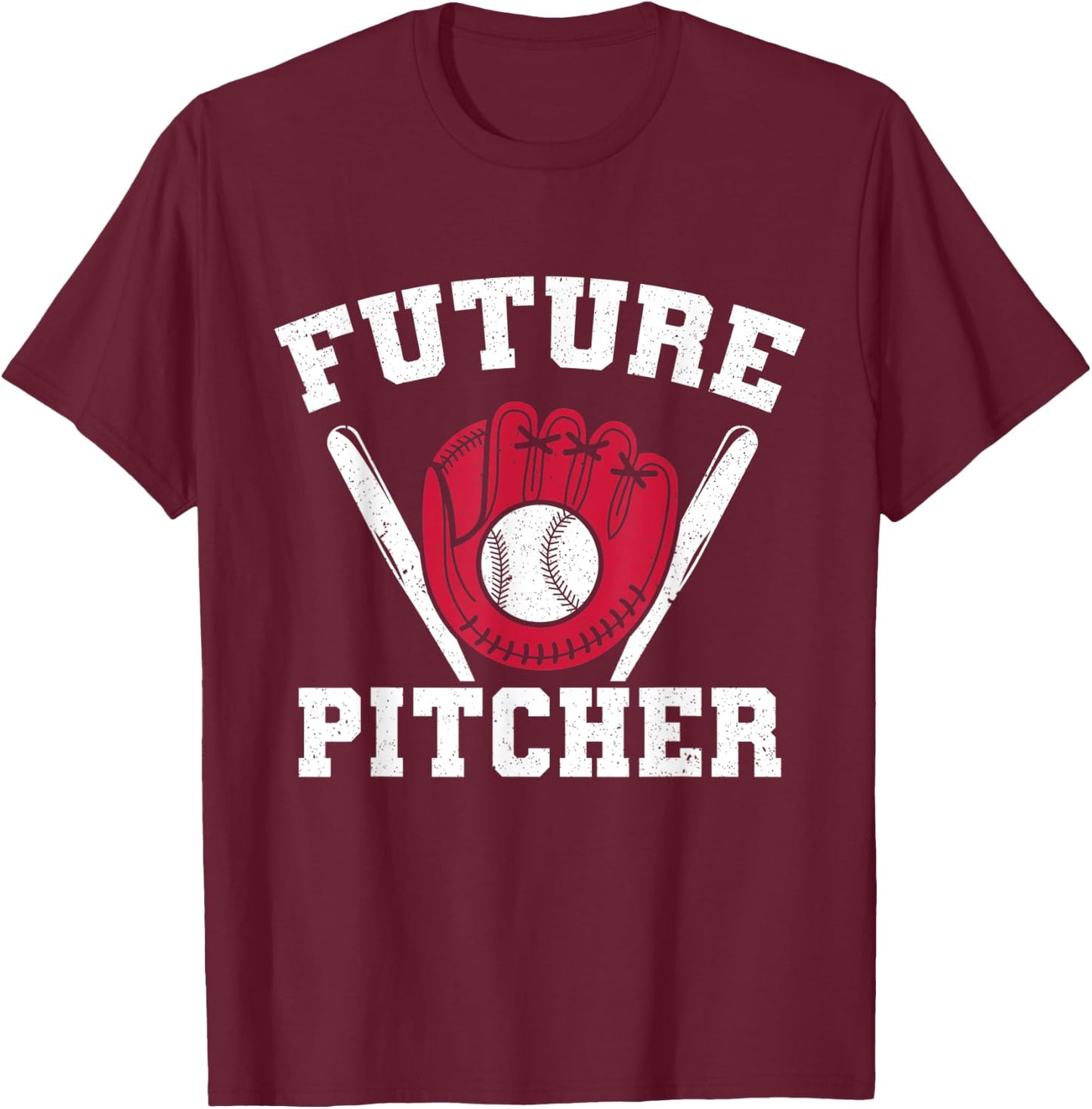 Baseball Bat Future Pitcher Kids Game Baseball Player T-Shirt - T-Shirt | Maroon