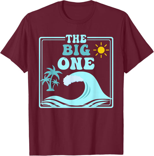The Big One 1st Birthday Surf Family Matching T-Shirt - T-Shirt | Maroon