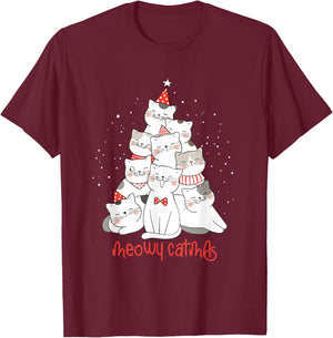 Cat Kitten meowy catmas Xmas Santa Claus Christmas Cats T-Shirt - T-Shirt | Maroon