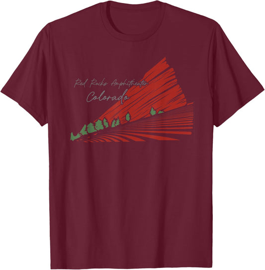 Red Rocks Amphitheater - Colorado T-Shirt - T-Shirt | Maroon