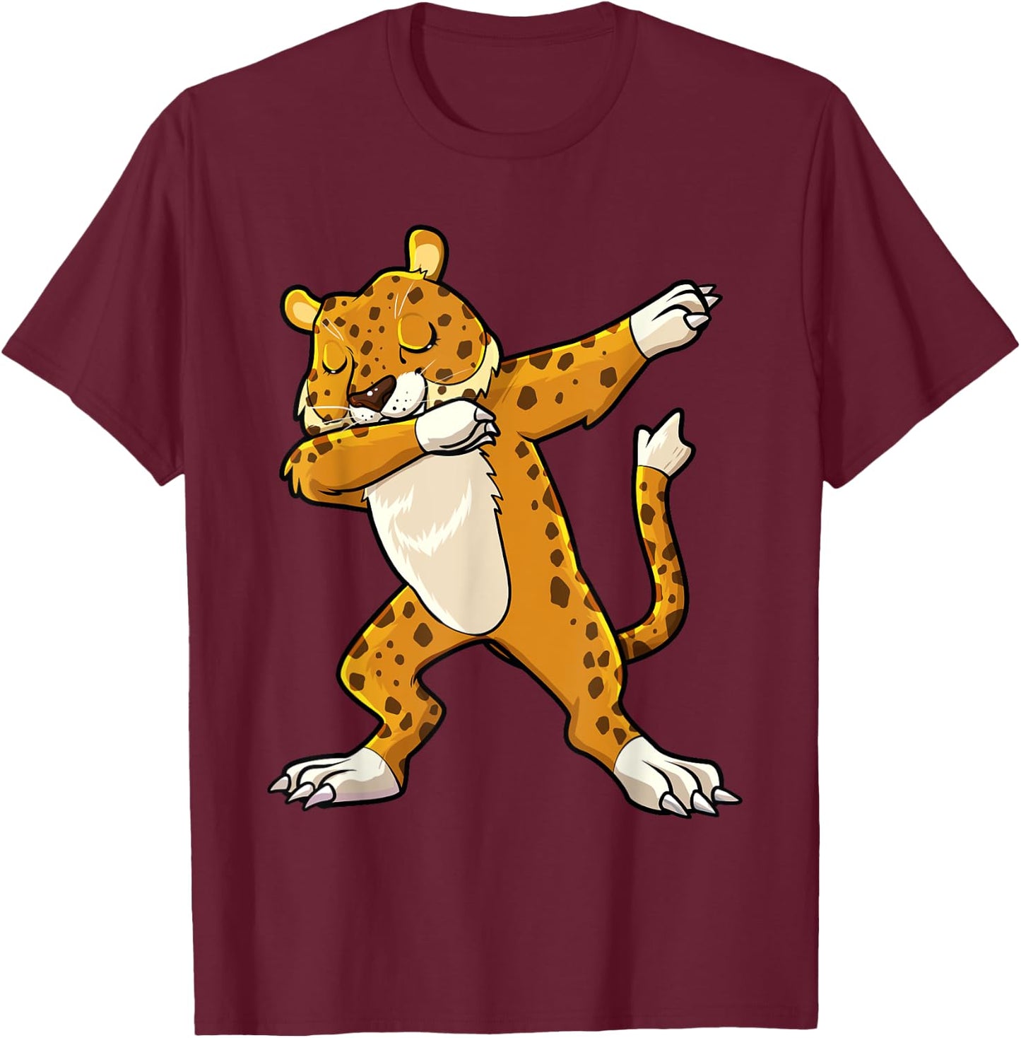 Dabbing Jaguar Safari Animal Cat Lover Men Women Kids T-Shirt - T-Shirt | Maroon