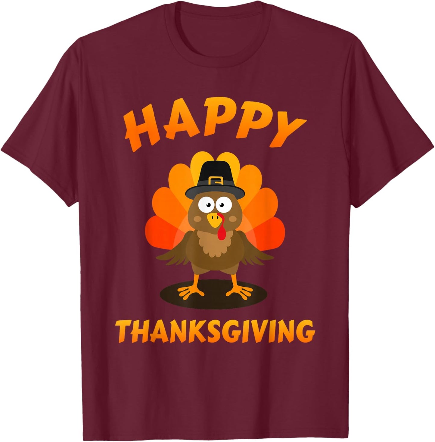 Happy thanksgiving with cute turkey for holiday season T-Shirt - T-Shirt | Maroon