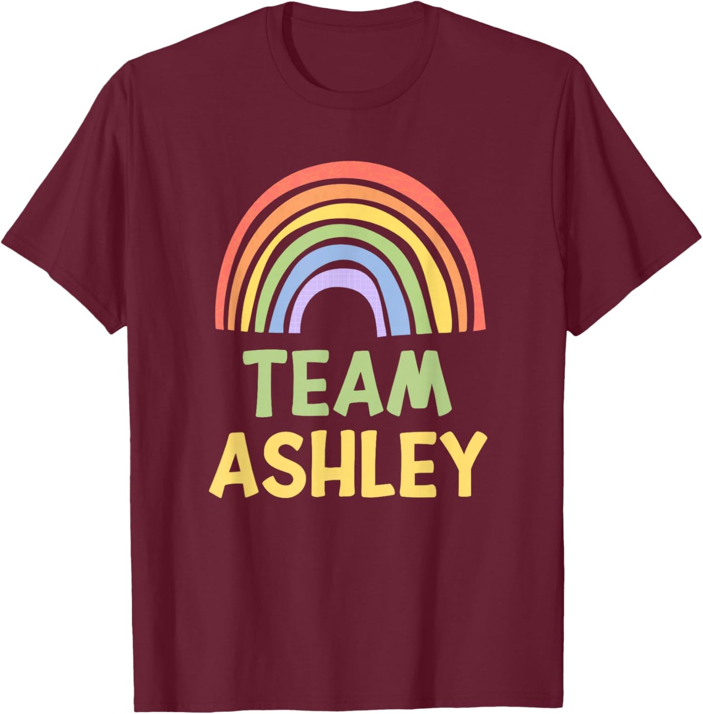 Happy Colorful Team Ashley Rainbow Pride Green Yellow T-Shirt - T-Shirt | Maroon