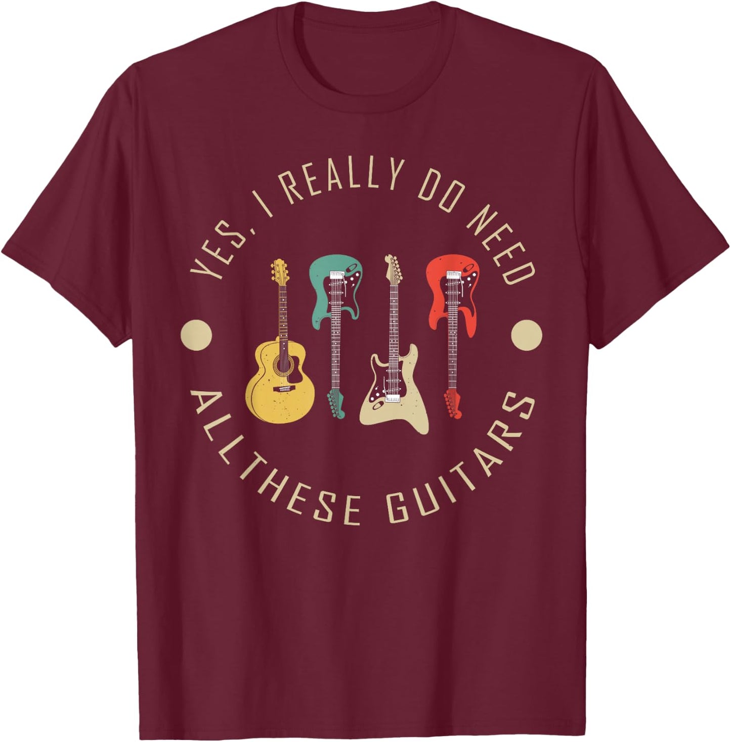 Funny Guitar Player Graphic and Men Guitarist T-Shirt - T-Shirt | Maroon
