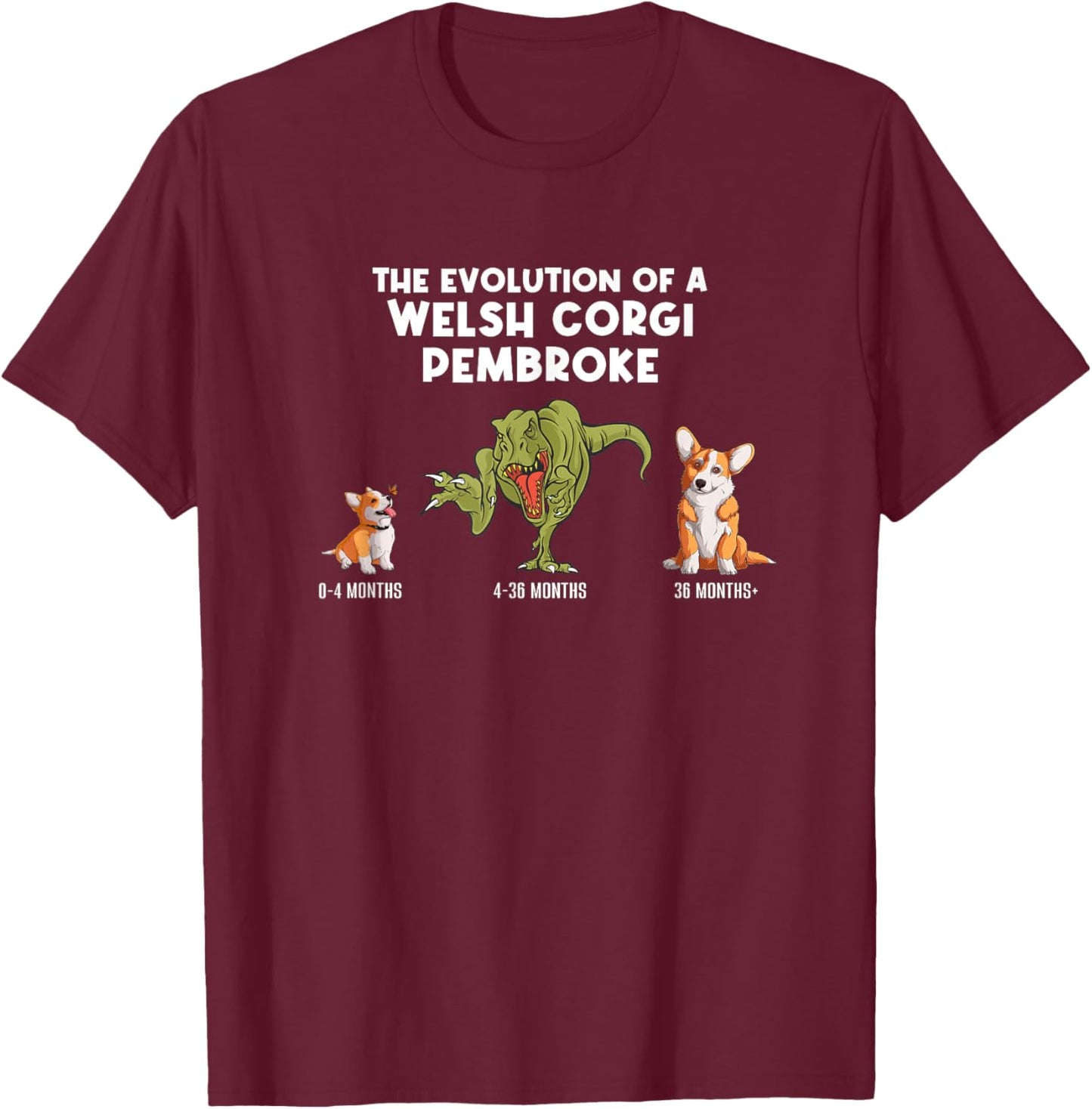 The Evolution Of A Welsh Corgi Pembroke Funny Corgi T-Shirt - T-Shirt | Maroon