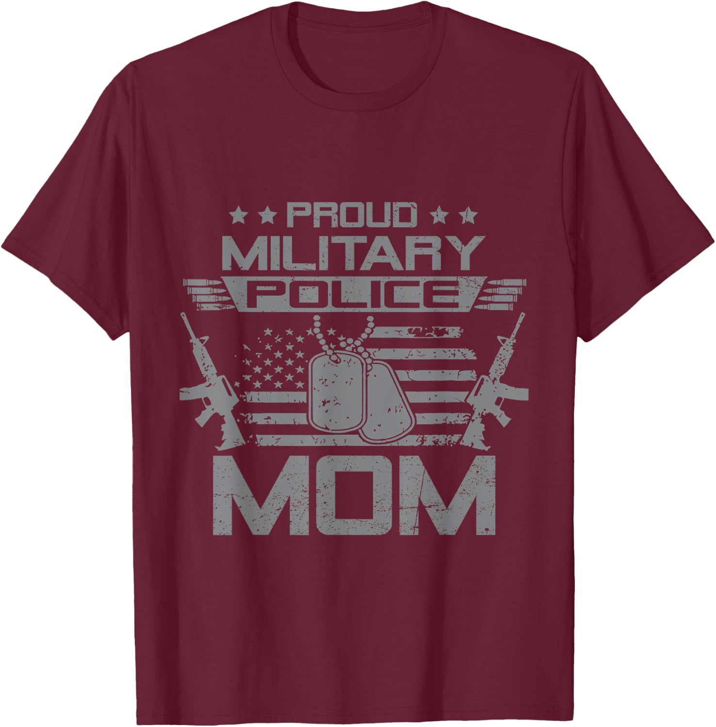 Proud Military Police Mom Flag American US Veteran T-Shirt - T-Shirt | Maroon