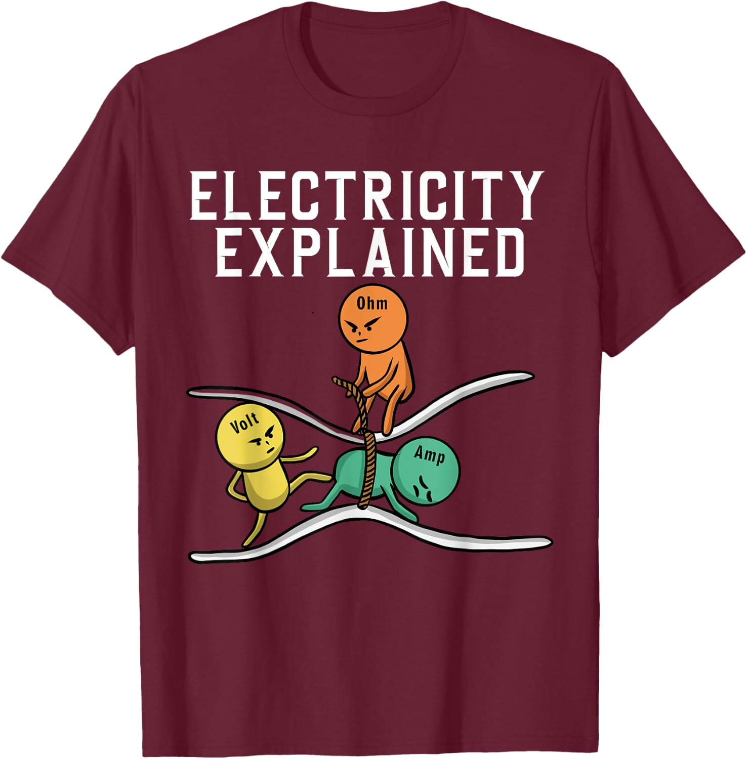 Funny Electrician Women Electricity Engineer Nerd T-Shirt - T-Shirt | Maroon