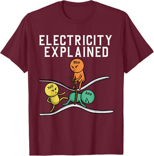 Funny Electrician Women Electricity Engineer Nerd T-Shirt - T-Shirt | Maroon