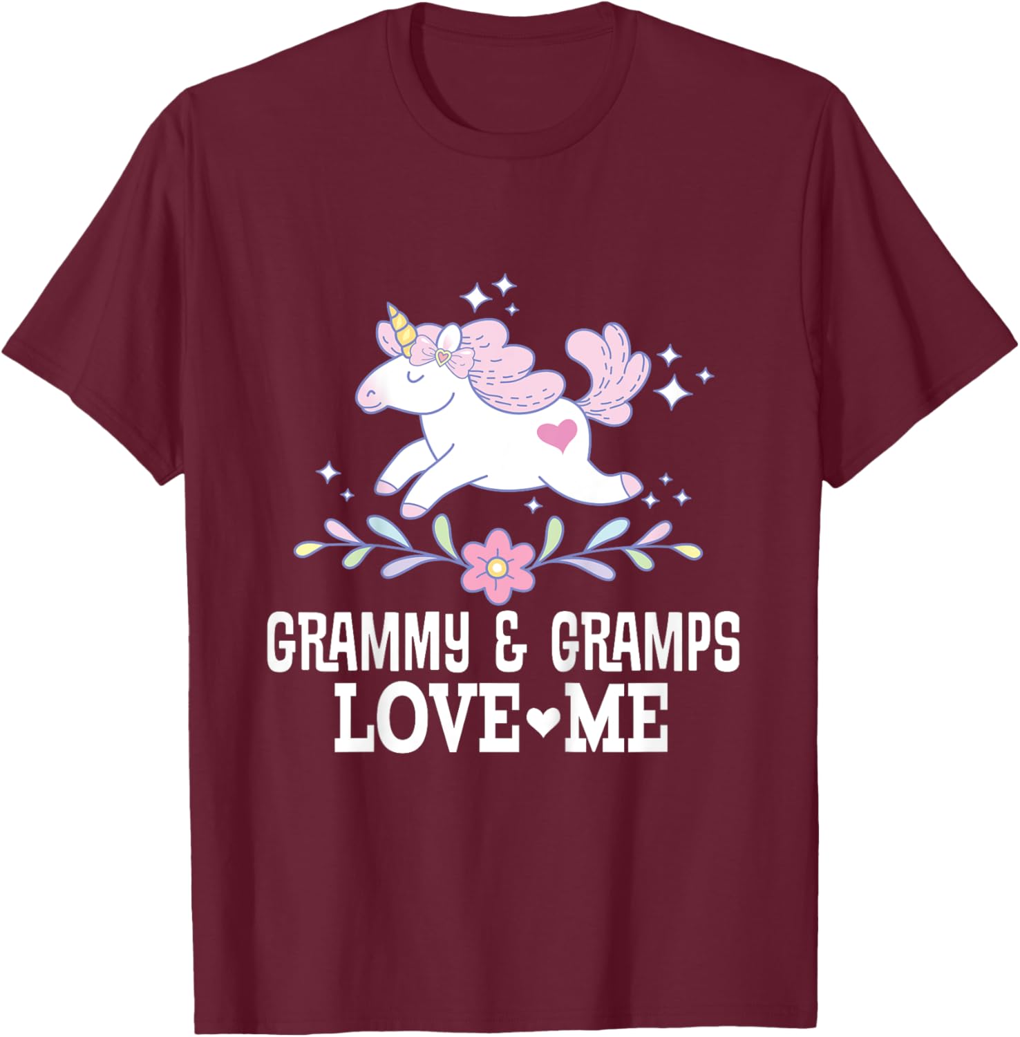 Grammy and Gramps Love Me Grandchild Unicorn T-Shirt - T-Shirt | Maroon