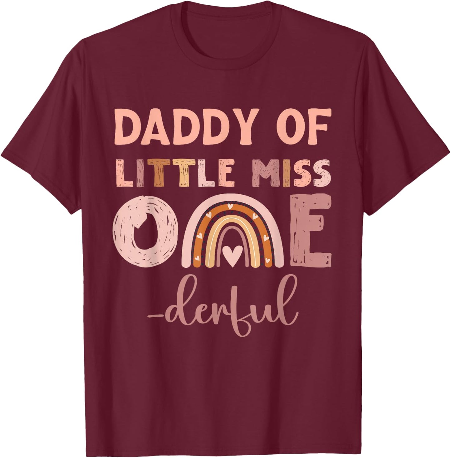 Boho Daddy of Miss Onederful 1st Birthday Girl Cute Small T-Shirt - T-Shirt | Maroon