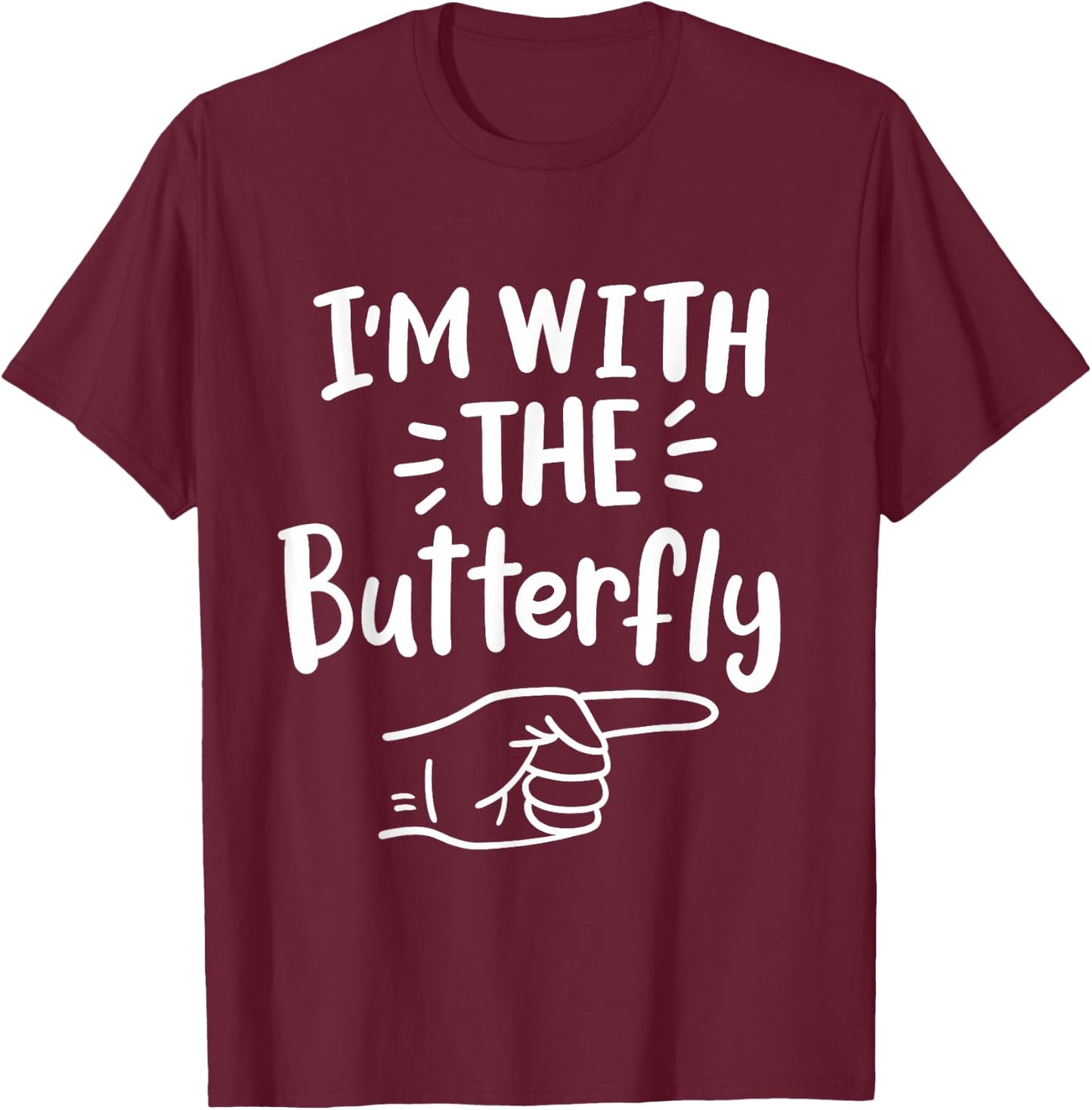 I'm With The Butterfly Halloween Costume Party Couples T-Shirt - T-Shirt | Maroon