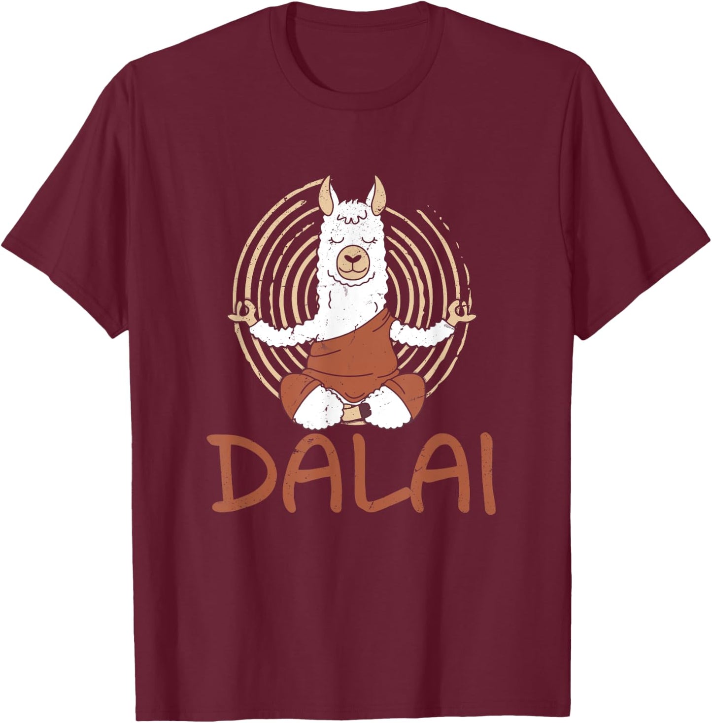Dalai Lama Llama Does Yoga Meditation With Buddhism Alpaca T-Shirt - T-Shirt | Maroon