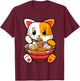 Funny Kawaii Cat Ramen Japanese Anime Animal Lovers Outfit T-Shirt - T-Shirt | Maroon