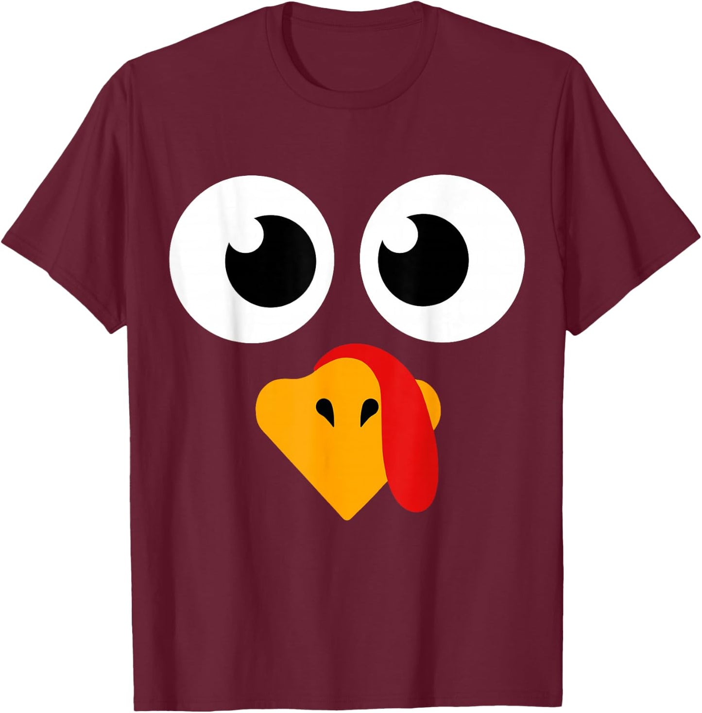 Thanksgiving Shirts Turkey Face Women Kids Men Boys Girls T-Shirt - T-Shirt | Maroon