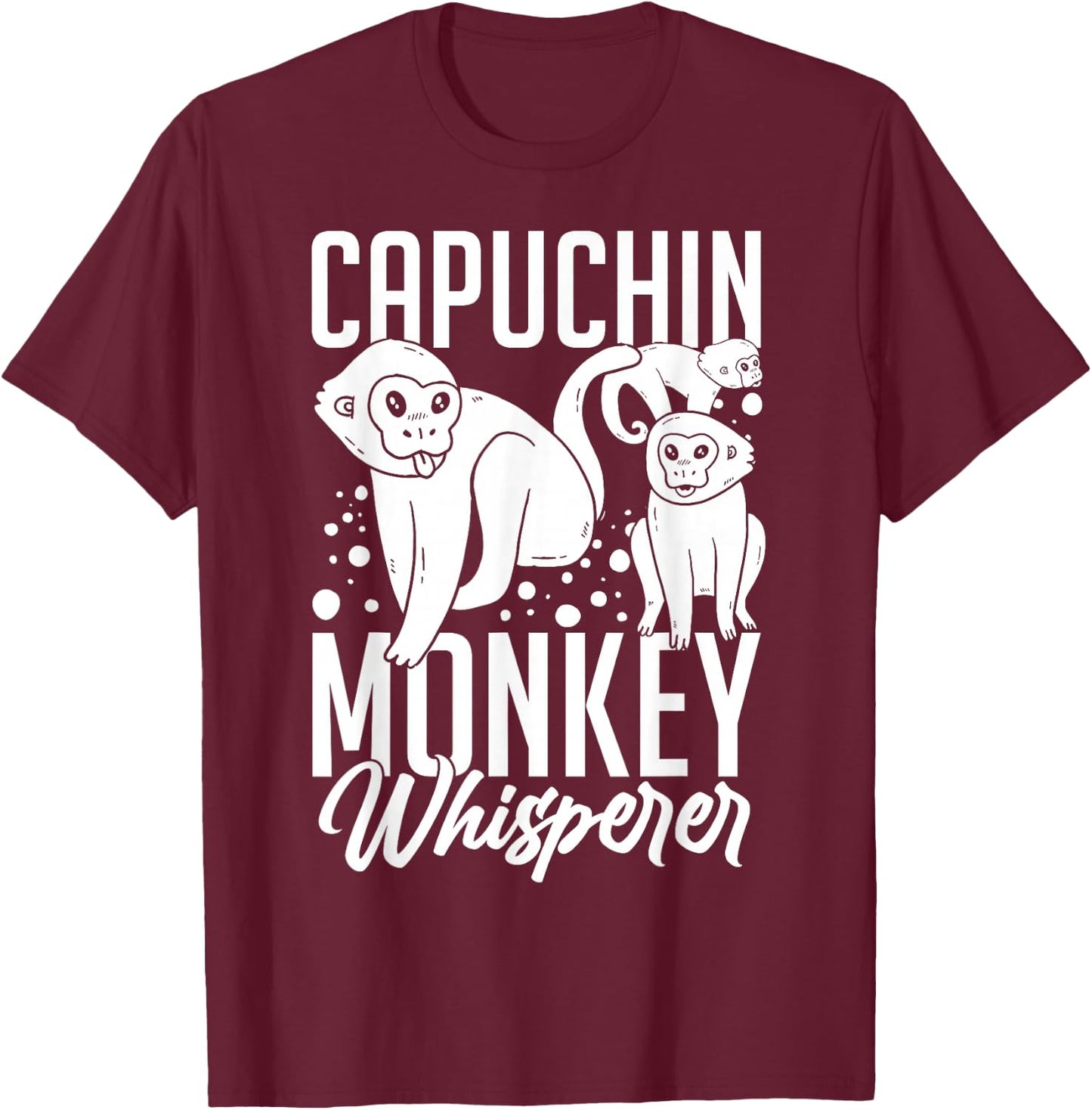 Capuchin Monkey Funny Cute Cage Food Animal T-Shirt - T-Shirt | Maroon