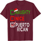Naughty Nice Puerto Rican Christmas Pajamas Funny Santa Hat T-Shirt - T-Shirt | Maroon