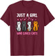 Just Girl Who Loves Cats Funny Women Girls Kids Teens Youth T-Shirt - T-Shirt | Maroon