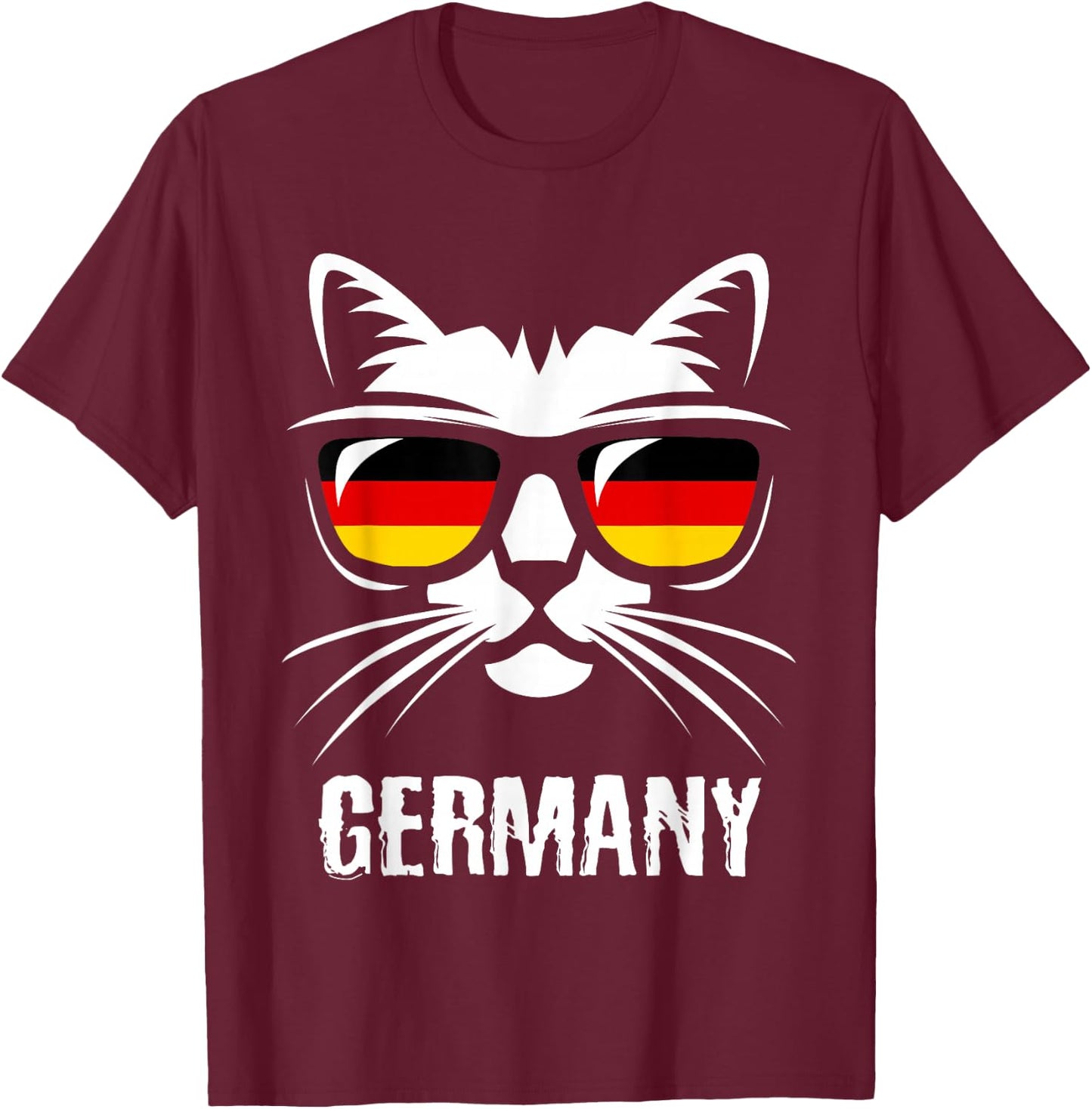 Funny Cat German Flag Germany T-Shirt - T-Shirt | Maroon