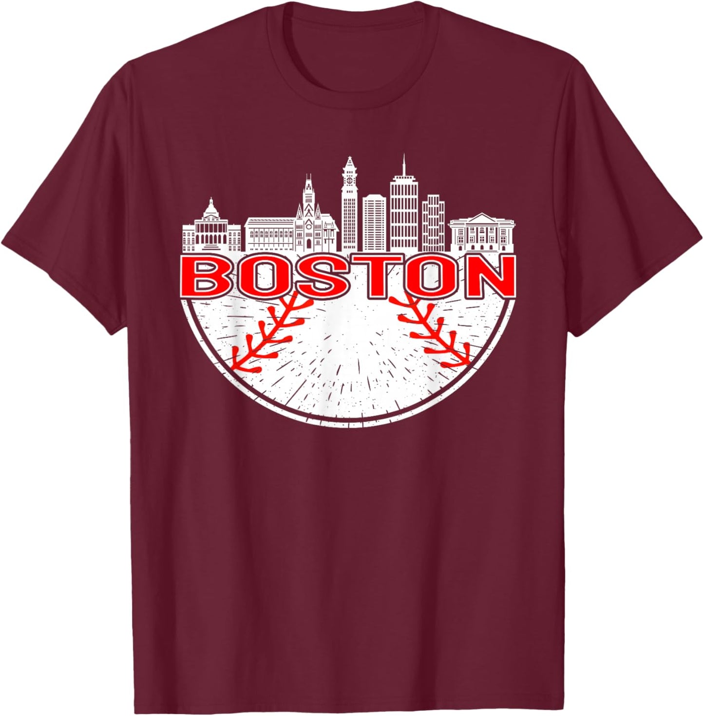 Vintage Style Boston Baseball and Men T-Shirt - T-Shirt | Maroon