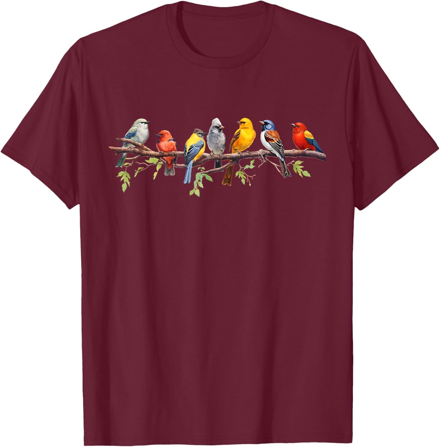 Backyard Birds Watching Watcher Birder Birding on a Branch T-Shirt - T-Shirt | Maroon