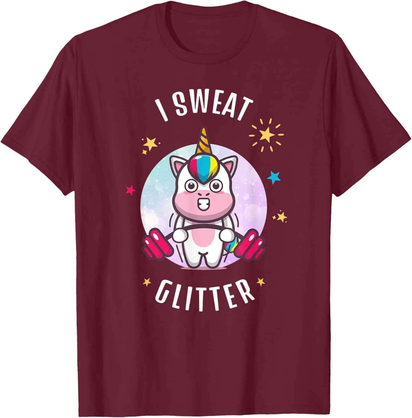 I Sweat Glitter - Funny Unicorn Sassy Fitness Workout T-Shirt - T-Shirt | Maroon