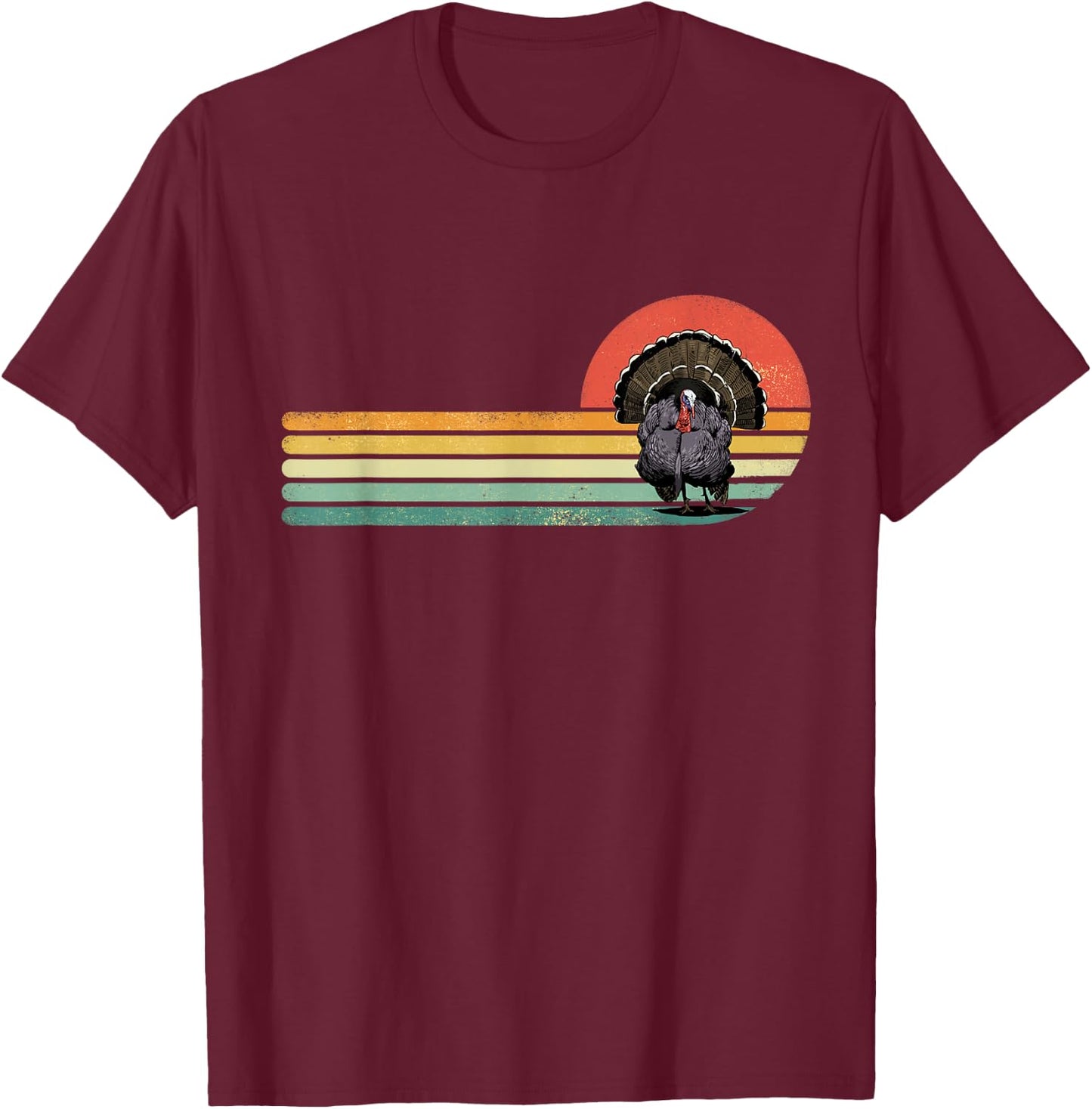 Retro Vintage Wild Turkey Bird Thanksgiving Turkey Hunting T-Shirt - T-Shirt | Maroon