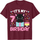 Its My 7th Birthday Girl Cat Birthday 7 Year Old BDay Party T-Shirt - T-Shirt | Maroon