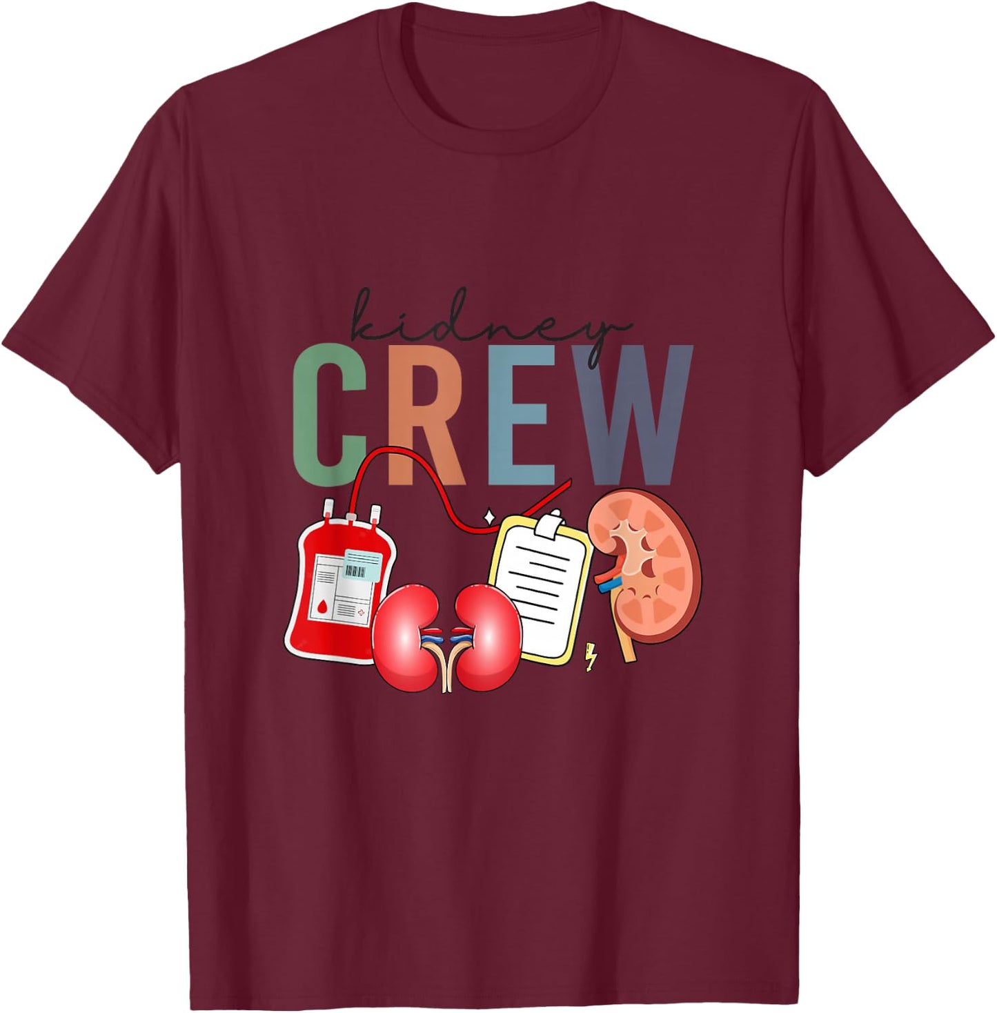 Kidney Crew Vintage Dialysis Technician Nephrology Nurse T-Shirt - T-Shirt | Maroon
