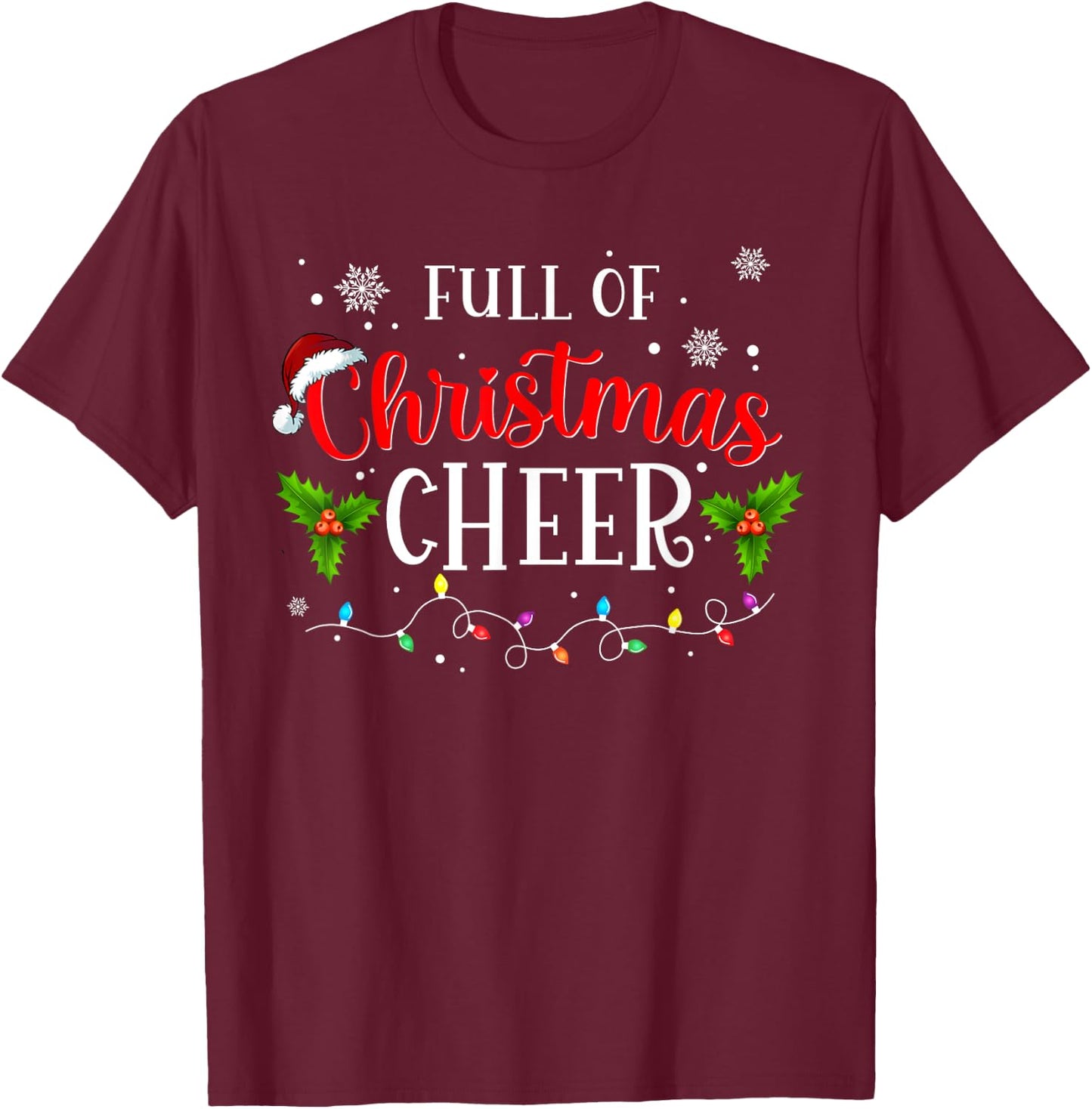 Full Of Christmas Beer And Christmas Cheer Couple Matching T-Shirt - T-Shirt | Maroon