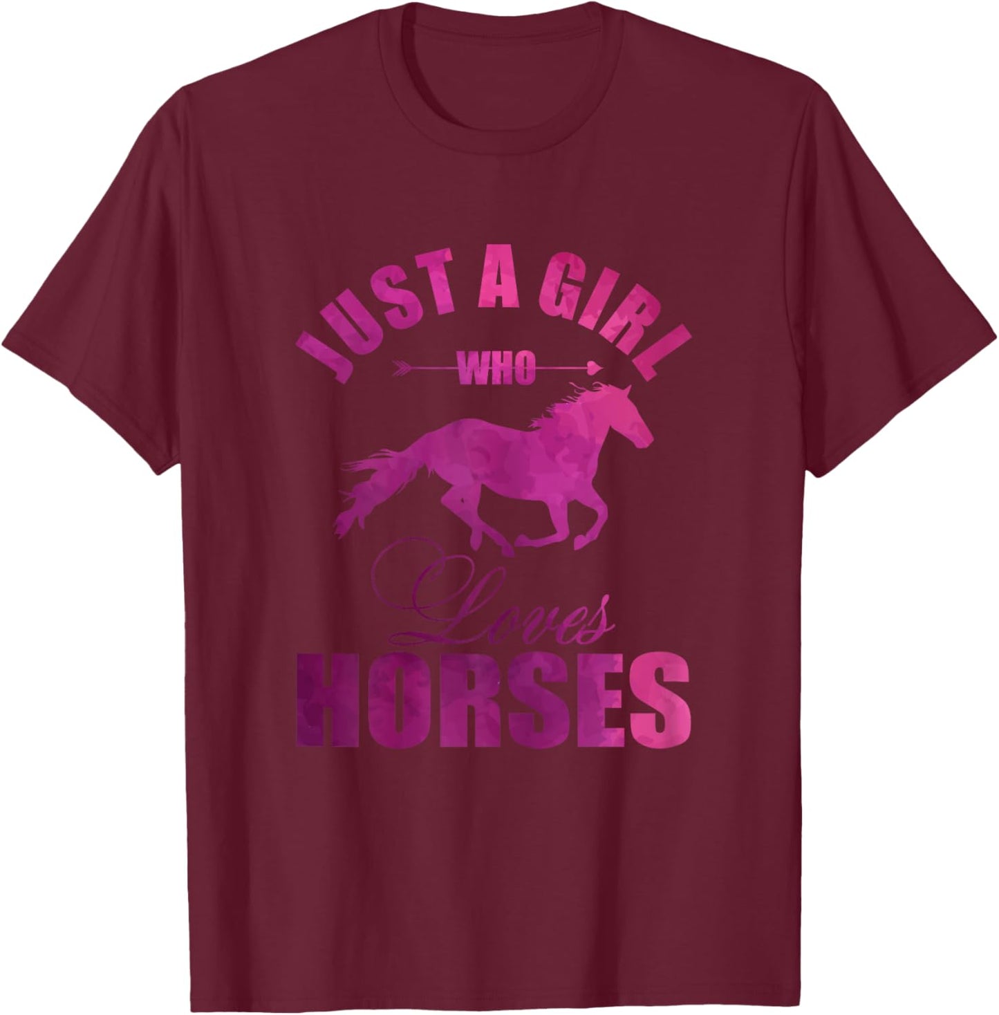 Just A Girl Who Loves Horses Watercolor Horse T-Shirt - T-Shirt | Maroon