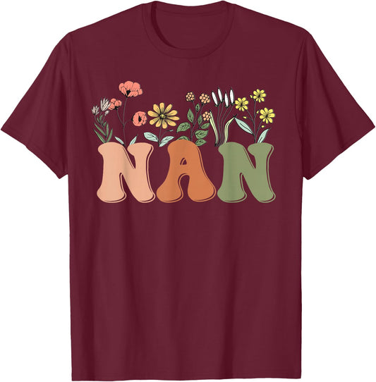 Wildflowers Nan Floral Mother's Day Nan T-Shirt - T-Shirt | Maroon