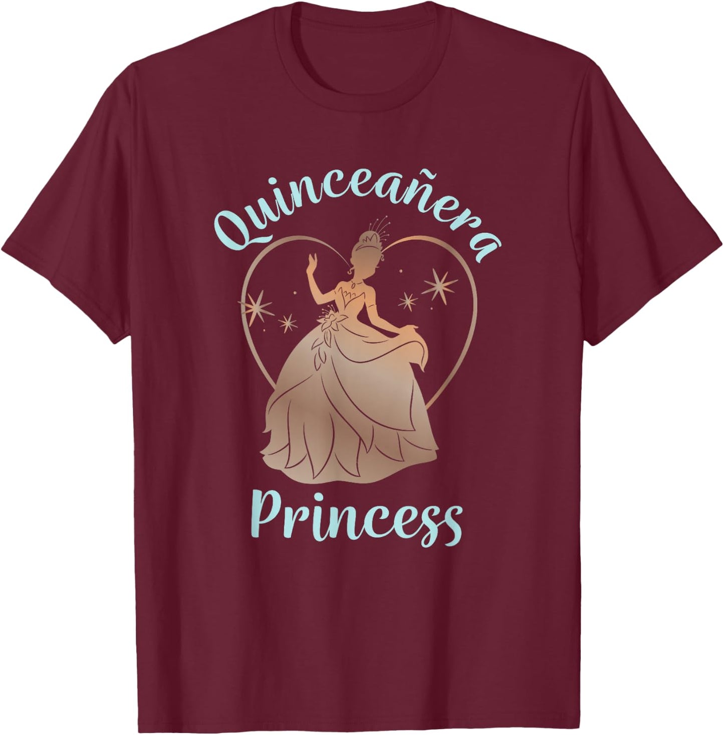 Disney The Princess And The Frog Birthday Quinceañera Tiana T-Shirt - T-Shirt | Maroon