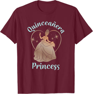 Disney The Princess And The Frog Birthday Quinceañera Tiana T-Shirt - T-Shirt | Maroon