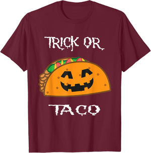 Trick or Taco, Funny Halloween costume T-Shirt - T-Shirt | Maroon
