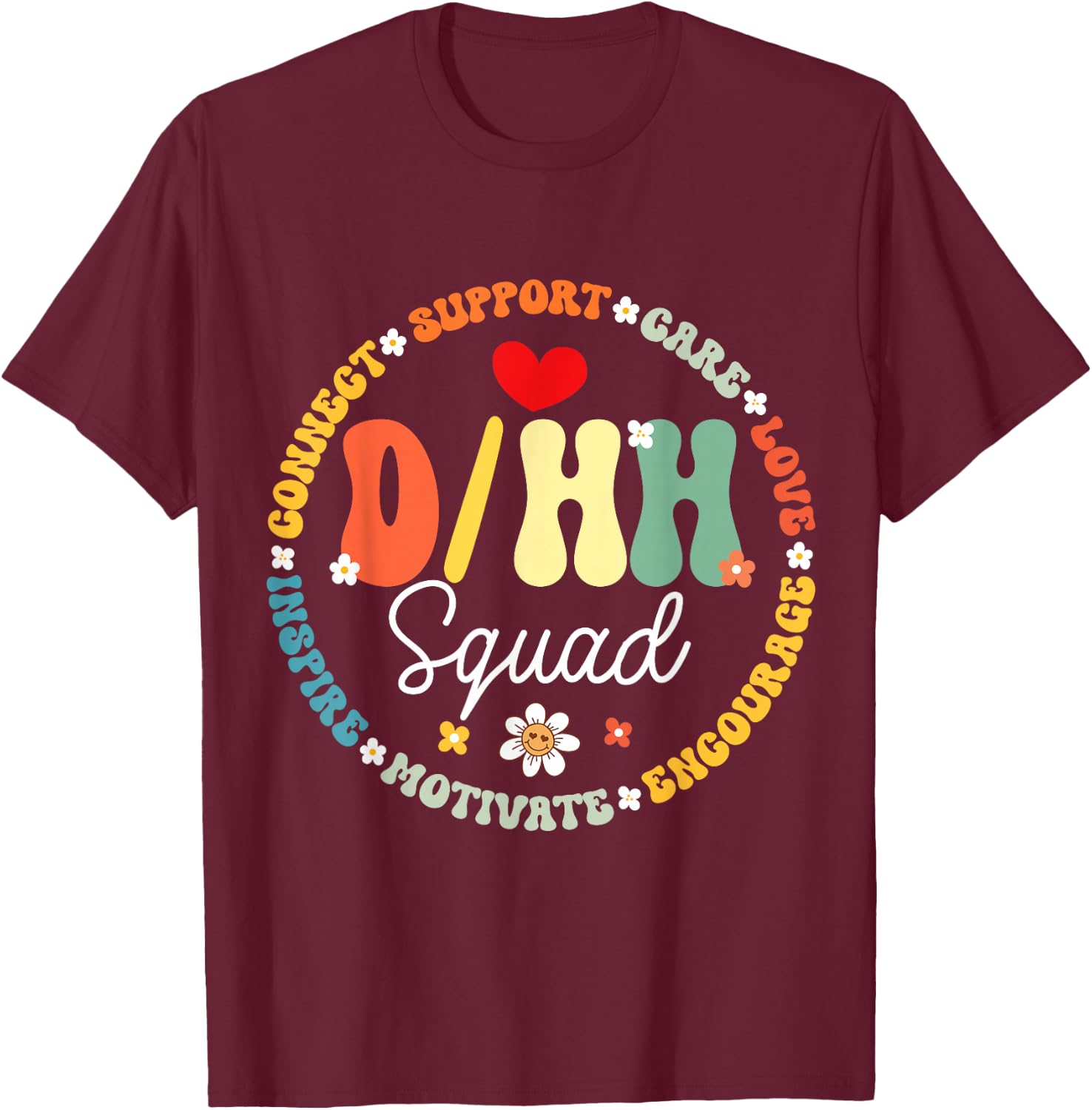 D/HH Squad Teacher Teachers Groovy ASL Interpreter T-Shirt - T-Shirt | Maroon