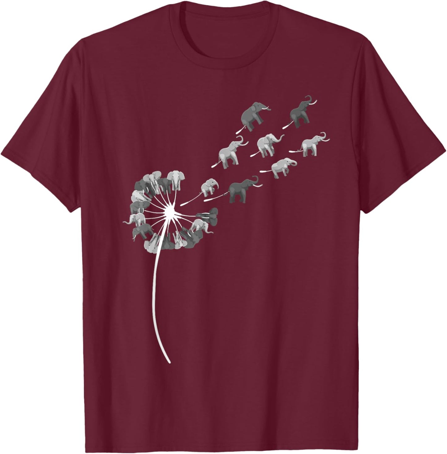 Dandelion Elephants Stuff for Elephant Lover | Elephant T-Shirt - T-Shirt | Maroon