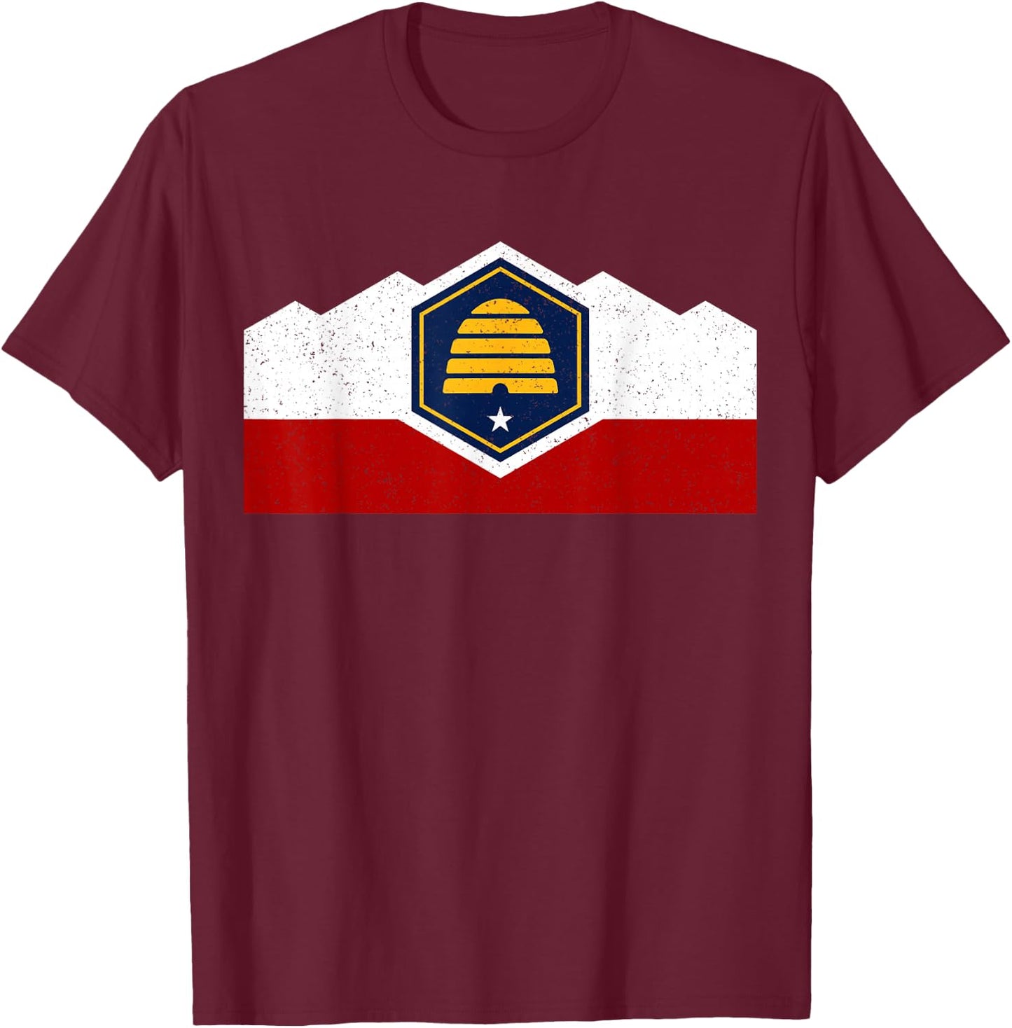 State Flag of Utah New 2024 Beehive Design T-Shirt - T-Shirt | Maroon