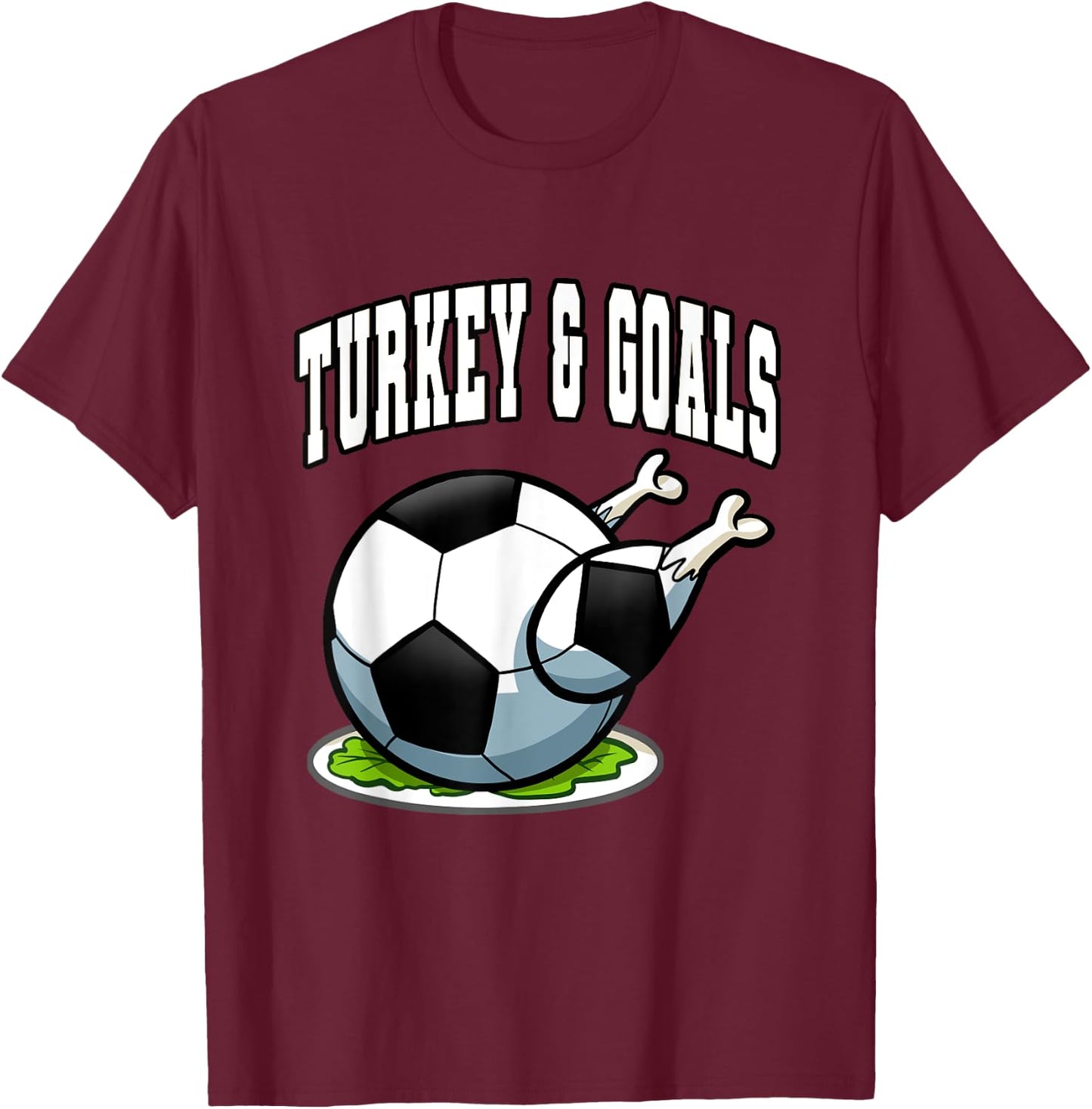 Thanksgiving Soccer Turkey Goals Men Boys T-Shirt - T-Shirt | Maroon