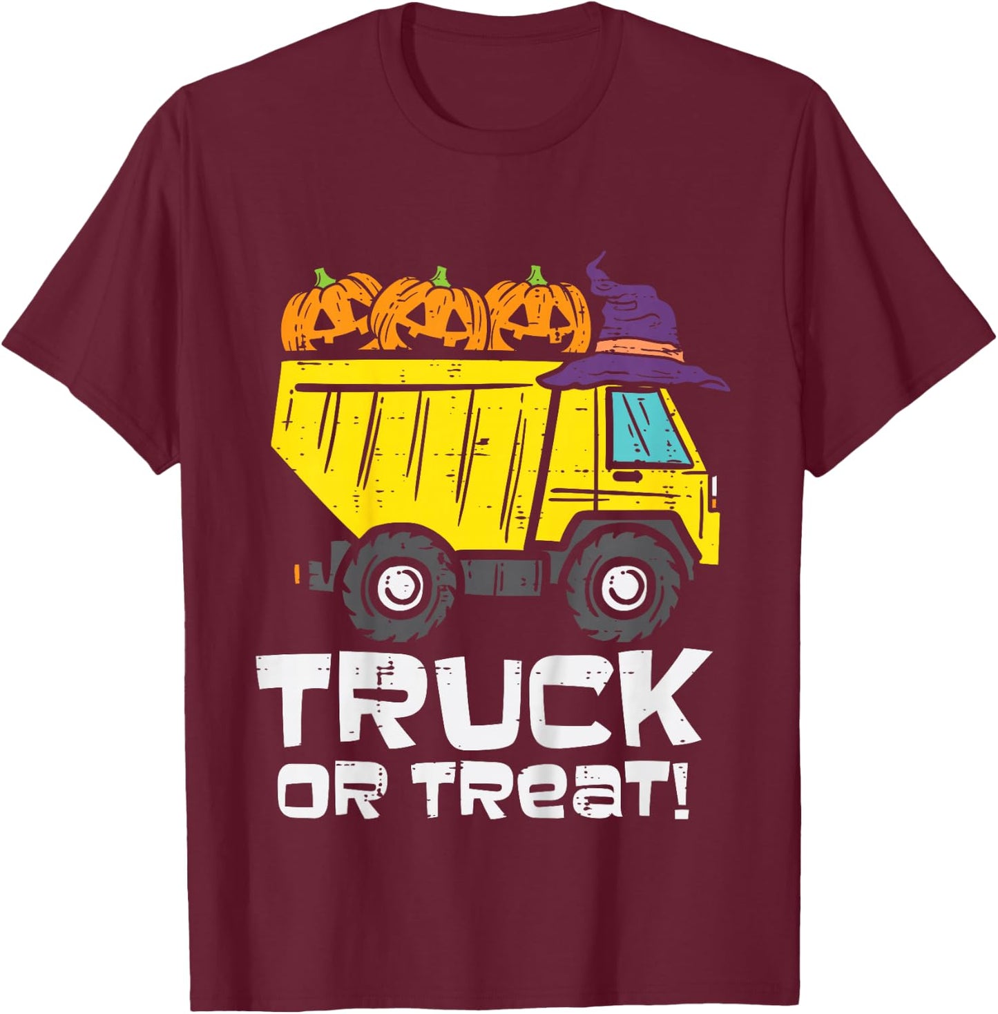 Kids Dump Truck Or Treat Halloween Costume Toddler Boys Kids T-Shirt - T-Shirt | Maroon