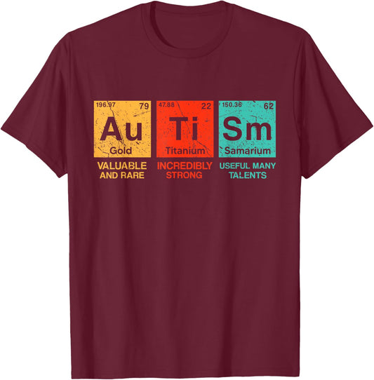 Autism Elements Periodic Table Awareness ASD Men Women Kids T-Shirt - T-Shirt | Maroon