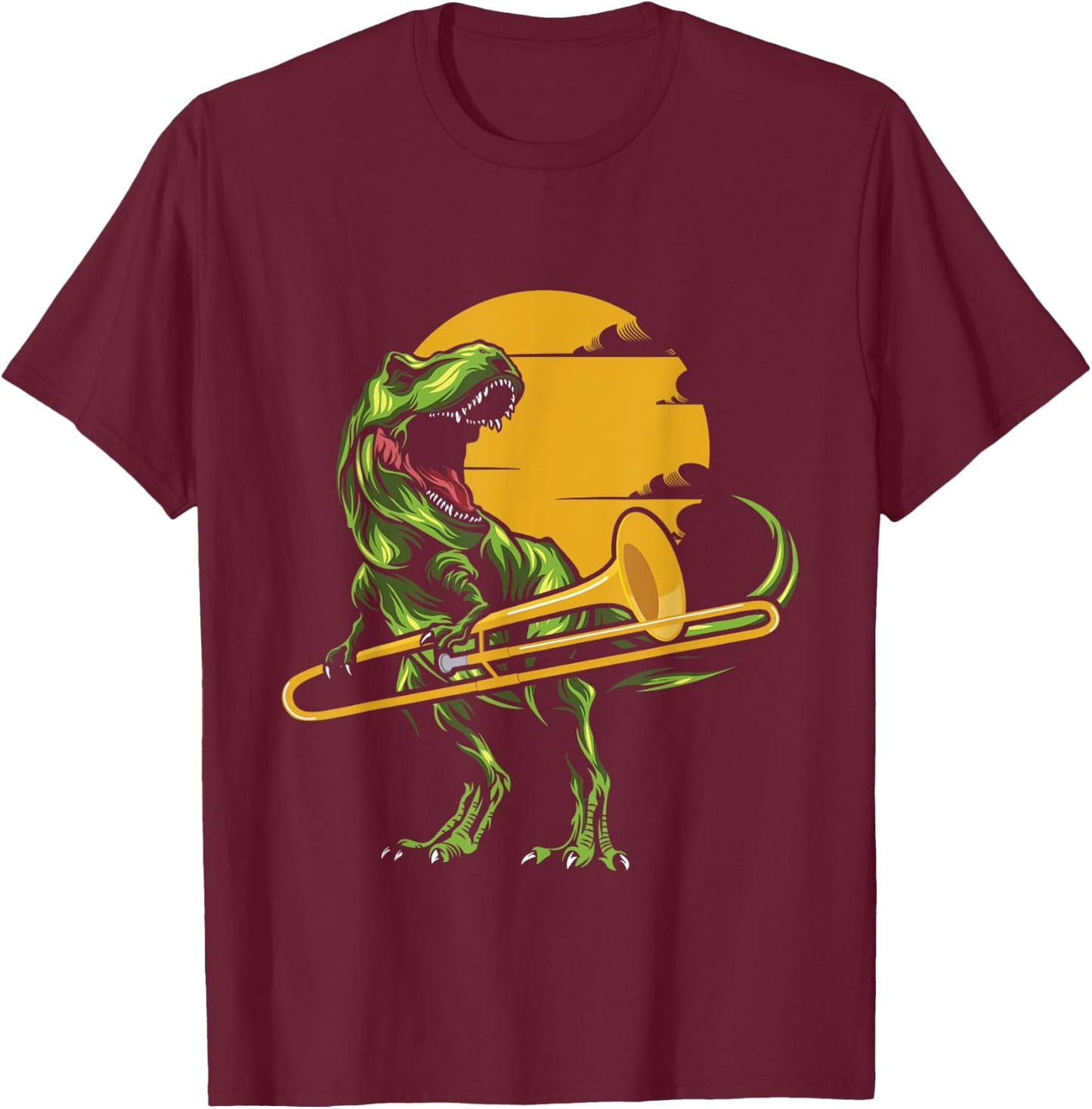 T Rex Trombone Player - Dino Trombonist Jazz Music Lover T-Shirt - T-Shirt | Maroon